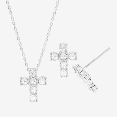 Sparkle Allure 2-pc. Crystal Pure Silver Over Brass Cross Jewelry Set