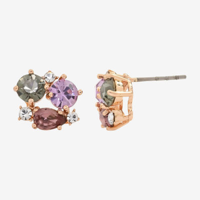 Sparkle Allure Cluster Crystal 18K Rose Gold Over Brass 11.9mm Stud Earrings