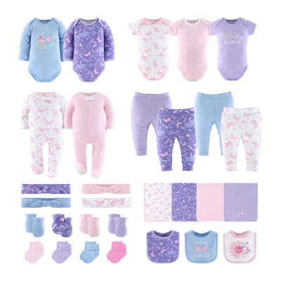 The Peanutshell 0-3m Purple Butterfly Baby Girls 30-pc. Baby Clothing Set