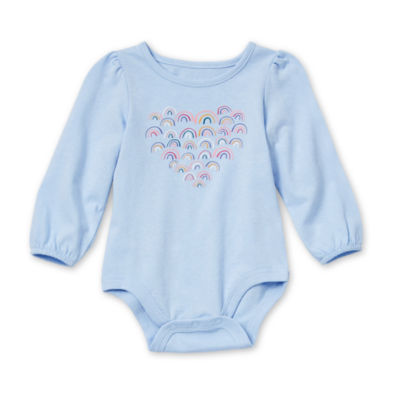 Okie Dokie Baby Girls Round Neck Long Sleeve Bodysuit