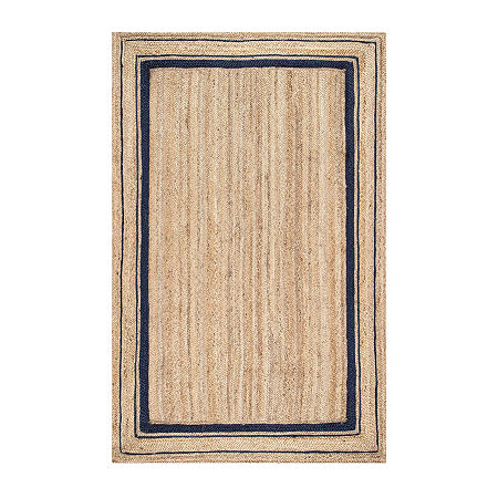 NuLoom Braided Rikki Border Jute Rug, One Size, Blue