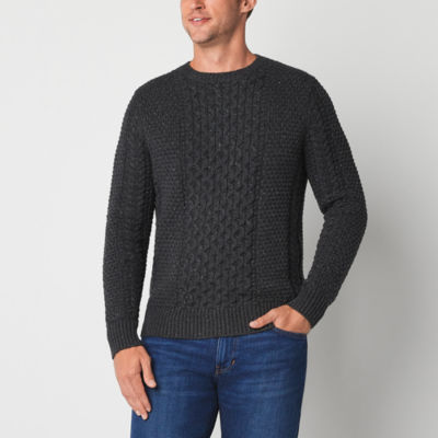 GUESS Men's Two Tone Crewneck Long Sleeve Waffle Knit Sweater - Macy's