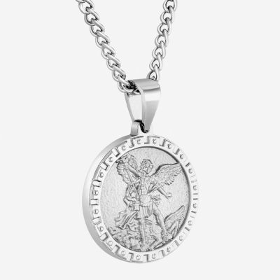 Mens Stainless Steel Round 24 Inch Pendant Necklace