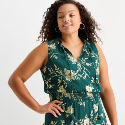 Sam And Jess Womens Plus Sleeveless Floral Maxi Dress, Color: Deep