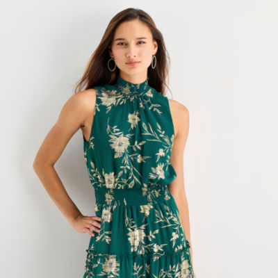 Sam And Jess Womens Petite Sleeveless Floral Maxi Dress