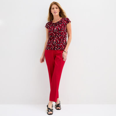 Black Label by Evan-Picone Womens Cowl Neck Short Sleeve Blouse