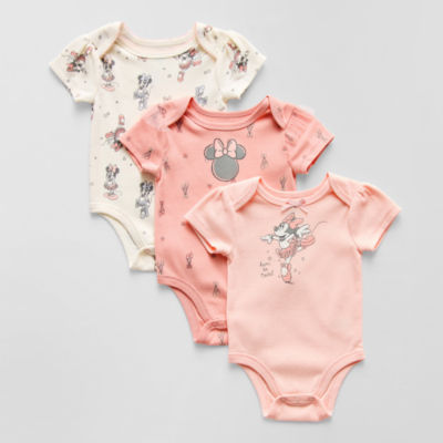 Disney Baby Girls 3-pc. Crew Neck Short Sleeve Minnie Mouse Bodysuit Set