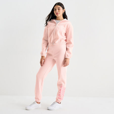 Juicy By Juicy Couture Womens Flare Mid Rise Juniors Fleece Jogger Pant, Medium, Pink