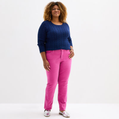 St. John's Bay Womens Plus High Rise Wide Leg Corduroy Pant