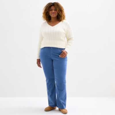 St. John's Bay Womens Plus Mid Rise Bootcut Corduroy Pant