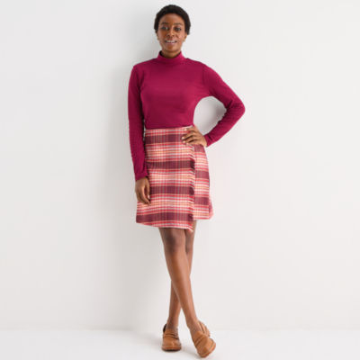 John's Bay Womens Wrap Skirt, Color: Red Plaid JCPenney