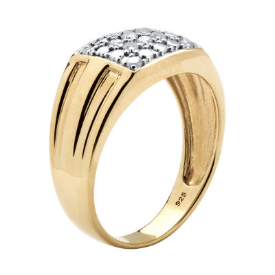 Mens 1/4 CT. T.W. Natural White Diamond 18K Gold Over Silver Fashion Ring