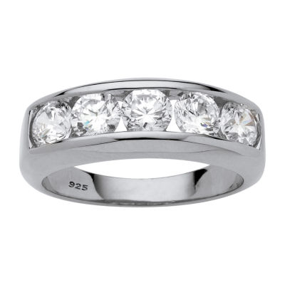 DiamonArt® 2.5MM 2 1/2 CT. T.W. White Cubic Zirconia Platinum Over Silver Band