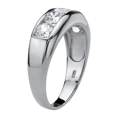 DiamonArt® 2.5MM 2 1/2 CT. T.W. White Cubic Zirconia Platinum Over Silver Band