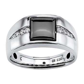 Mens 1/3 CT. T.W. Genuine Gray Hematite Platinum Over Silver Fashion Ring -  JCPenney