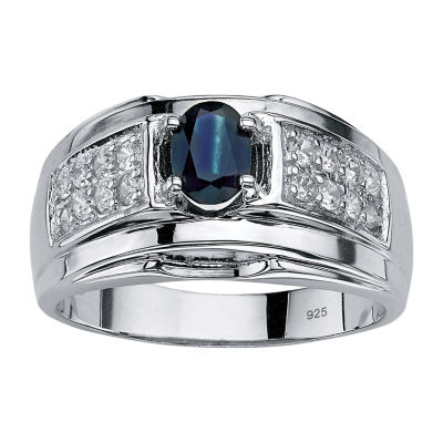 Mens 1 1/2 CT. T.W. Genuine Blue Sapphire Sterling Silver Fashion Ring ...