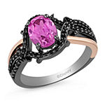 Enchanted Disney Fine Jewelry Villains Womens 1/4 CT. T.W. Lab Created Pink Sapphire 14K Rose Gold Over Silver Maleficent Cocktail Ring