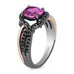 Enchanted Disney Fine Jewelry Villains Womens 1/4 CT. T.W. Lab Created Pink Sapphire 14K Rose Gold Over Silver Maleficent Cocktail Ring