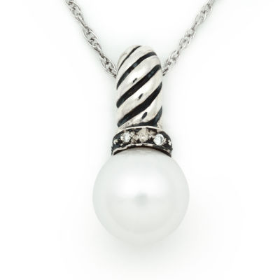 Womens White Sterling Silver Pendant Necklace