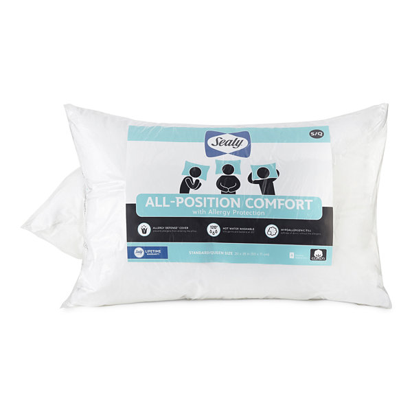 Sealy All Position Allergy Protection Allergen Barrier Medium Density Pillow 2-Pack