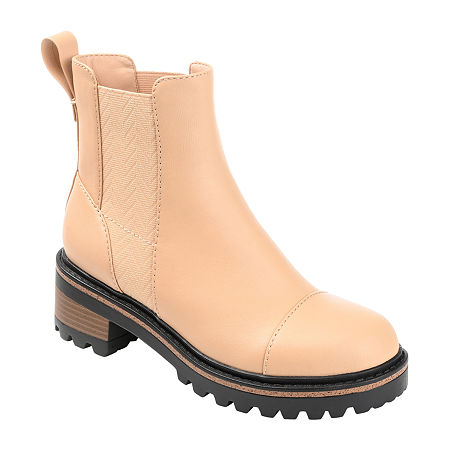 Journee Collection Womens Mirette Stacked Heel Booties, 6 Medium, White