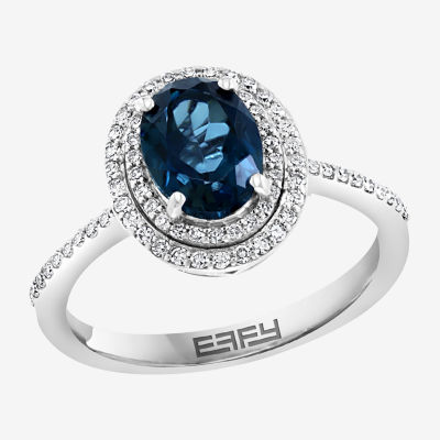 Effy Womens 1/4 CT. T.W. Diamond & Genuine Gemstone 14K White Gold Cocktail Ring