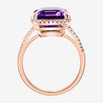 Effy Womens 1/5 CT. T.W. Diamond & Genuine Purple Amethyst 14K Rose Gold Cocktail Ring