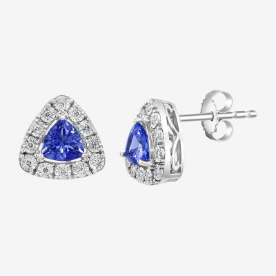 Effy 1/10 CT. T.W. Diamond & Genuine Blue Tanzanite Sterling Silver Stud Earrings