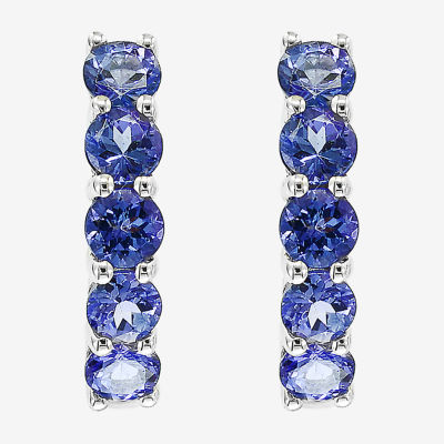 Effy  Womens Genuine Blue Tanzanite Sterling Silver 21.3mm Hoop Earrings