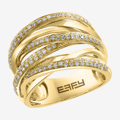 Effy  Womens 1/2 CT. T.W. Natural Diamond 14K Gold Crossover Band