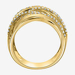 Effy  Womens 1/2 CT. T.W. Genuine Diamond 14K Gold Crossover Cocktail Ring
