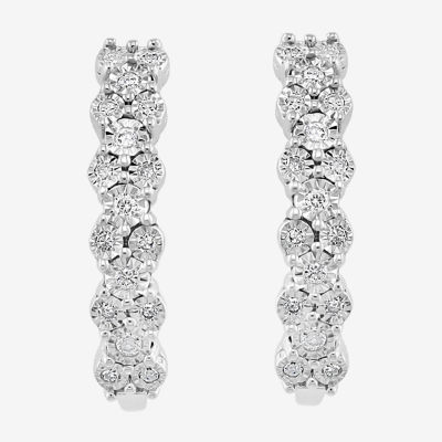 Effy  1/4 CT. T.W. Mined Diamond Sterling Silver 26.5mm Hoop Earrings