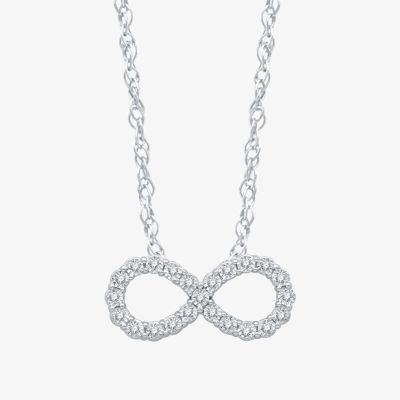 LIMITED TIME SPECIAL! Womens 1/10 CT. T.W. Genuine Diamond Sterling Silver Infinity Pendant Necklace