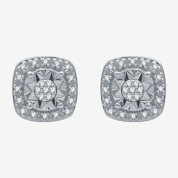 Collection Sterling Silver Diamond Round Stud Earrings (1/2 Cttw)