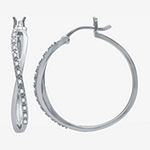 Limited Time Special! 1/10 CT. T.W. Genuine Diamond Sterling Silver 22.8mm Hoop Earrings