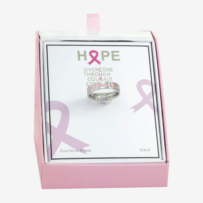 Sparkle Allure Breast Cancer Awareness Womens 5MM Stainless Steel Band