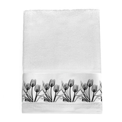 Laural Home Black & White Tulip Floral Bath Towel BWT2751BT, Color