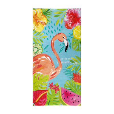 Laural Home Tutti Fruti Flamingo Beach Towel TFF4070BCHT, Color Blue