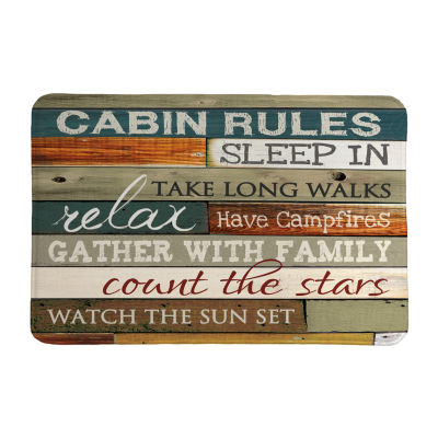 Laural Home Cabin Rules Memory Foam Bath Rug