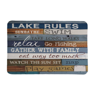 Laural Home Lake Rules Memory Foam Bath Rug LR2030MF, Color Blue