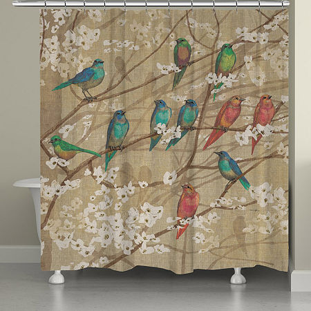 Laural Home Birds And Blossoms Shower Curtain, One Size, Brown