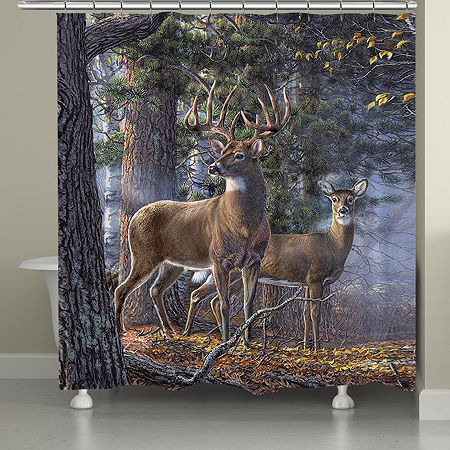 Laural Home Deer Time Shower Curtain, One Size, Brown