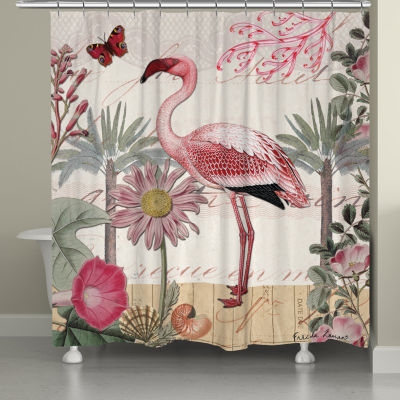 Laural Home Botanical Flamingo Shower Curtain