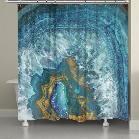 Laural Home Blue Gold Mineral Shower Curtain, One Size, Blue