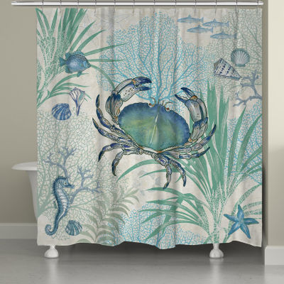 Laural Home Blue Crab Shower Curtain