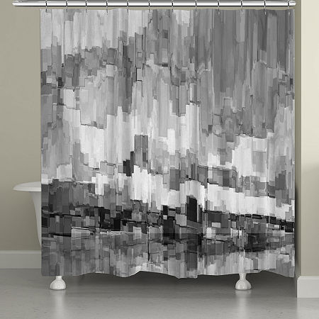 Laural Home Grey Glacier Shower Curtain, One Size, Black