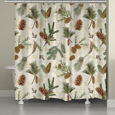 Laural Home Pinecone Shower Curtain, One Size, Beige