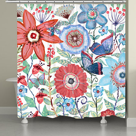 Laural Home Secret Boho Garden Shower Curtain, One Size, Blue