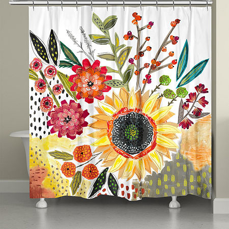 Laural Home Sundaze Blooms Shower Curtain, One Size, Yellow