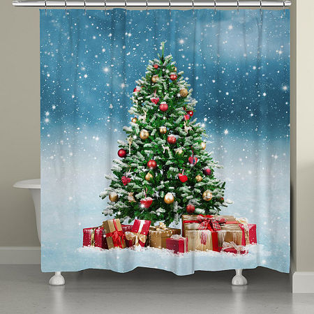 Laural Home Snowy Tree Shower Curtain, One Size, Blue